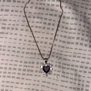925 Sterling Silver Purple Heart Pendant Necklace with Chain